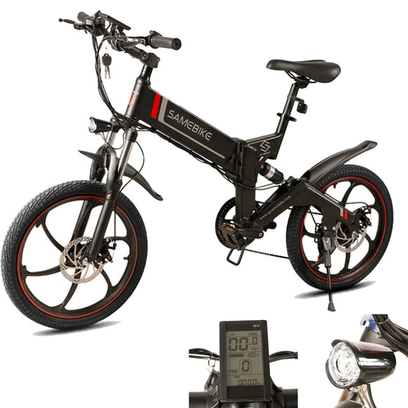Samebike 20ZANCHE Mini Electric Bike Moped Bicycle 48V Electric Bike 350W Motor 10Ah Smart Folding Electric Bicycle Free Ship
