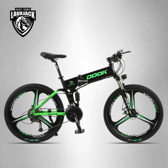 DOOK Mountain Electric Bike Full Suspension Alluminium Folding Frame 27 Speed Shimano Altus Mechanic Brake 26