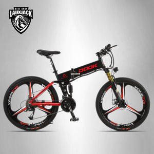 DOOK Mountain Electric Bike Full Suspension Alluminium Folding Frame 27 Speed Shimano Altus Mechanic Brake 26"x4.0 Whe