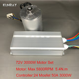 KUNRAY BLDC 72V 3000W Brushless Motor Kit With 24 Mosfet 50A Controller For Electric Scooter E bike E-Car Engine Motorcycle Part