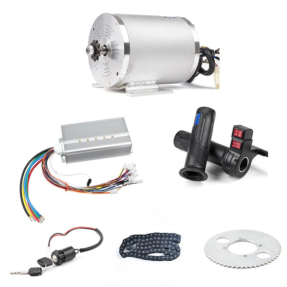 1Set Electric Motor 72V 3000W, Brushless Motor Controller 48V - 72V 50A, Reverse Twist Throttle, Power Ignition Lock Scooter Kit