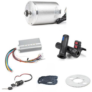 1Set Electric Motor 72V 3000W, Brushless Motor Controller 48V - 72V 50A, Reverse Twist Throttle, Power Ignition Lock Scooter Kit